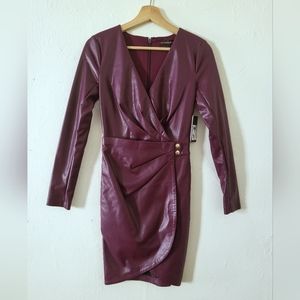 NWT Purple Stretchy Faux Leather Guess Dress XS